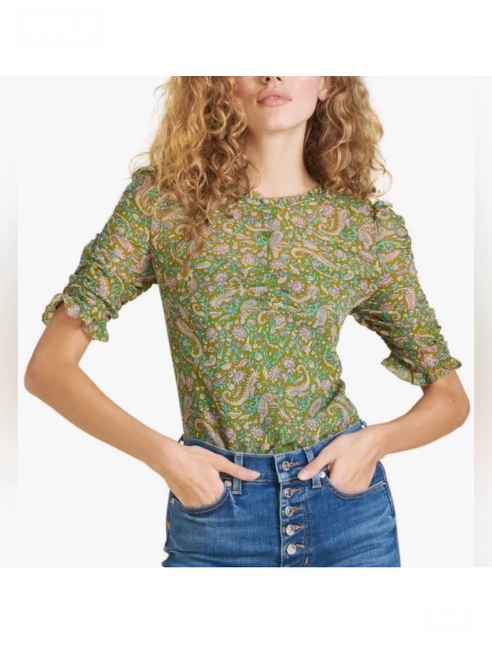 VERONICA BEARD Natuka Fern Multi Printed Blouse